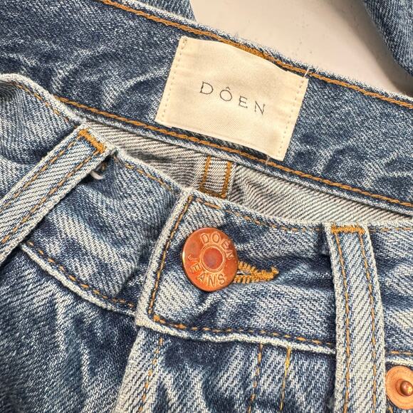 Doen High Rise Straight Leg Jeans Womens Size 23 Organic Cotton Medium Wash Blue - Picture 9 of 11